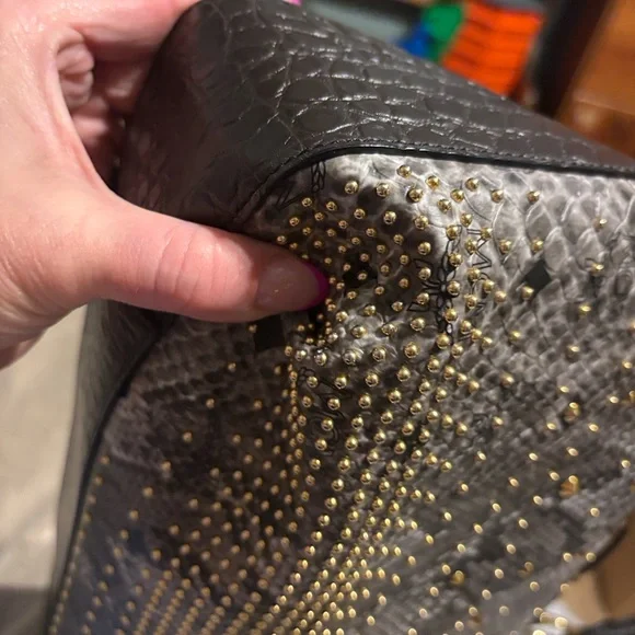 MCM limited edition Gray Snake Print Satchel with studs gorgeous